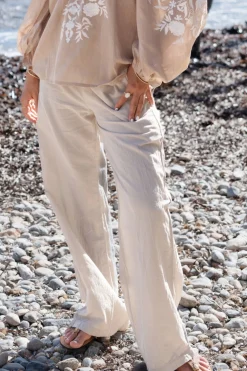 Agar Bordado Pantalon taupe clair