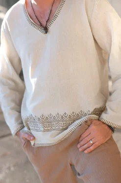 Chemise à col en V Raf Ivory