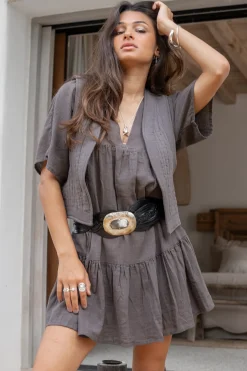 Robe courte Elia Plain Anthracite