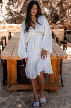 Robe courte Famme Ecru